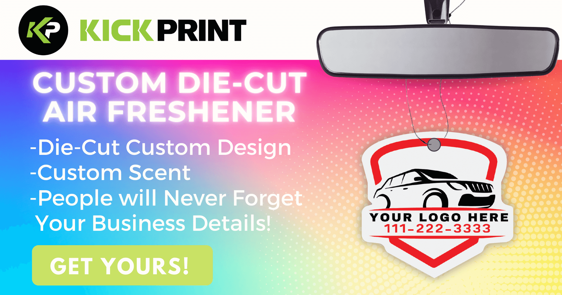 Full Color Die Cut Air Fresheners Kick Print