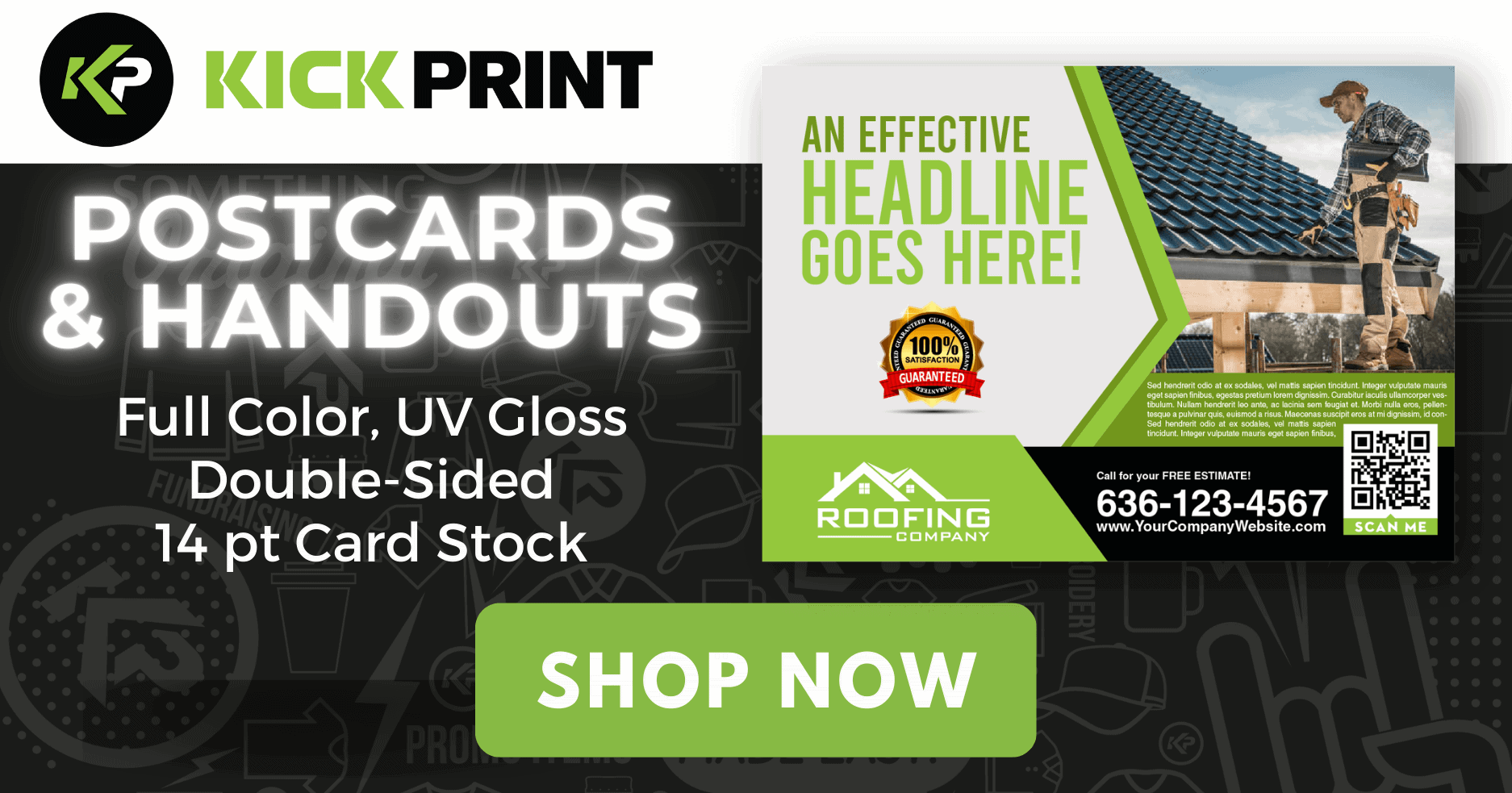 Full color postcards handouts kick print