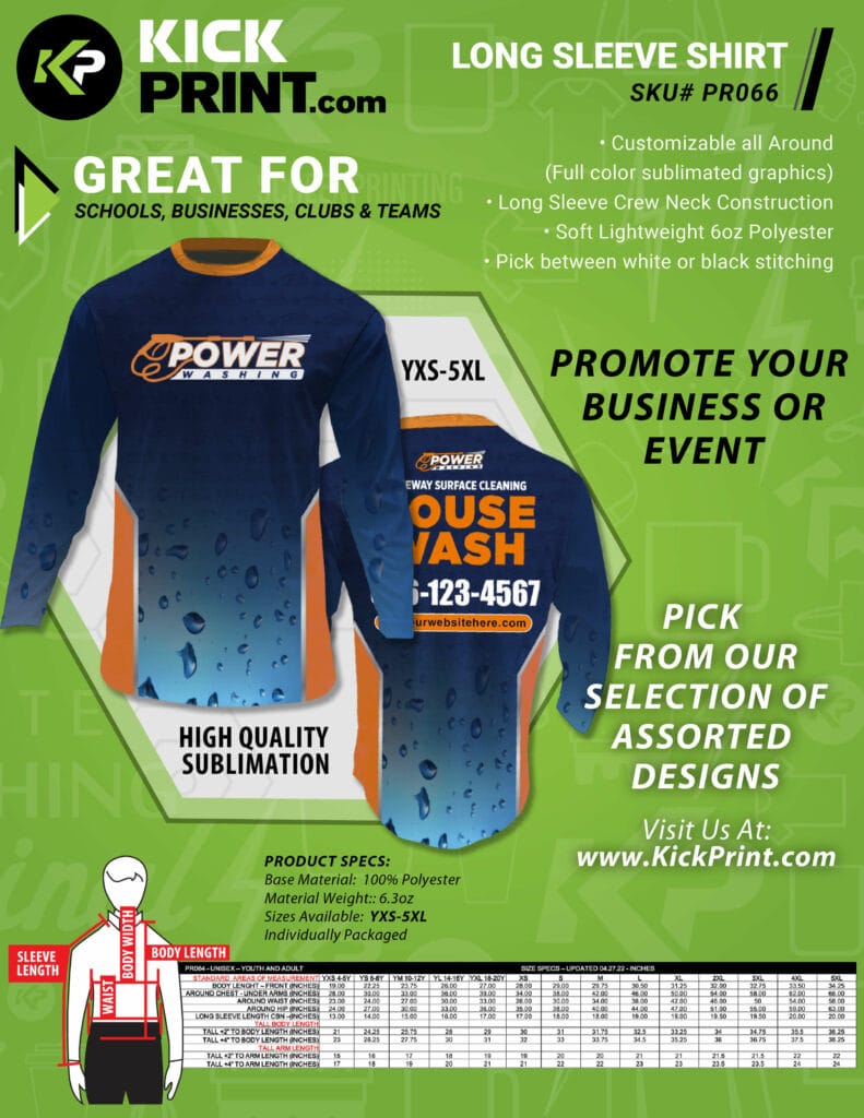 Full Dye Sub Long Sleeve Shirt Kick Print